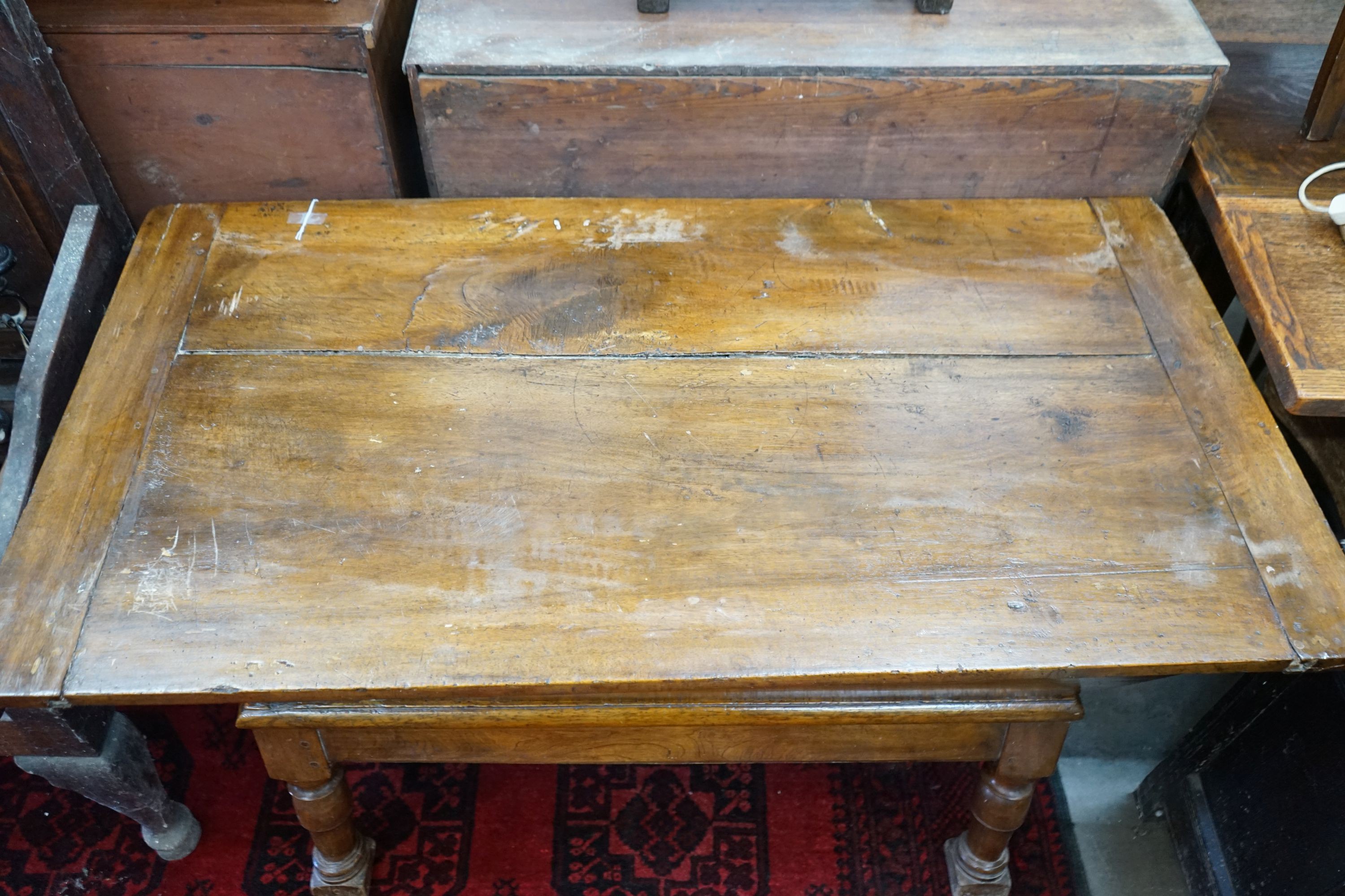 A 19th century rectangular walnut dough bin with zinc lined interior, width 121cm, depth 63cm, height 71cm